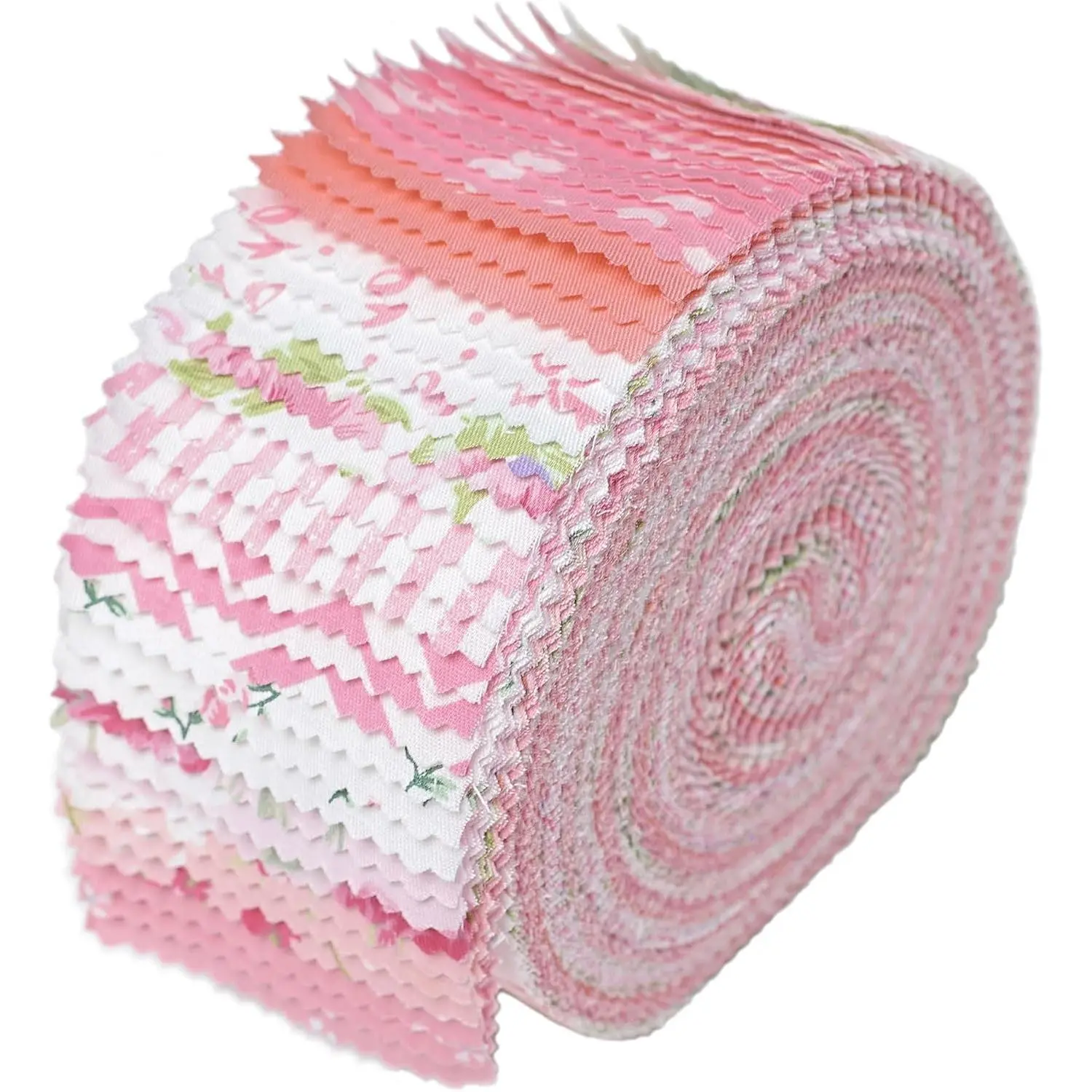 Jelly Roll Fabric Strips for Quilting, Crafting, and Sewing, 42 Strip Assorted Bundle, Soft Cotton for Blanket, Rug, Upholstery, Home Decor, and Purse Making, PinkGift