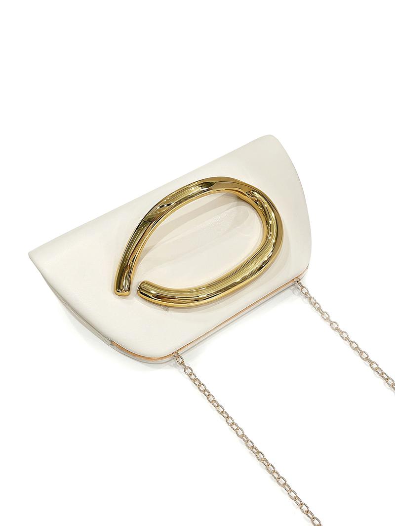 Elegant Women's Evening Clutch Bag, Detachable Shoulder Strap, Smooth Metal Decorations, Magnetic Closure, Perfect for Festivals & Parties, Elegant Stylish Purse