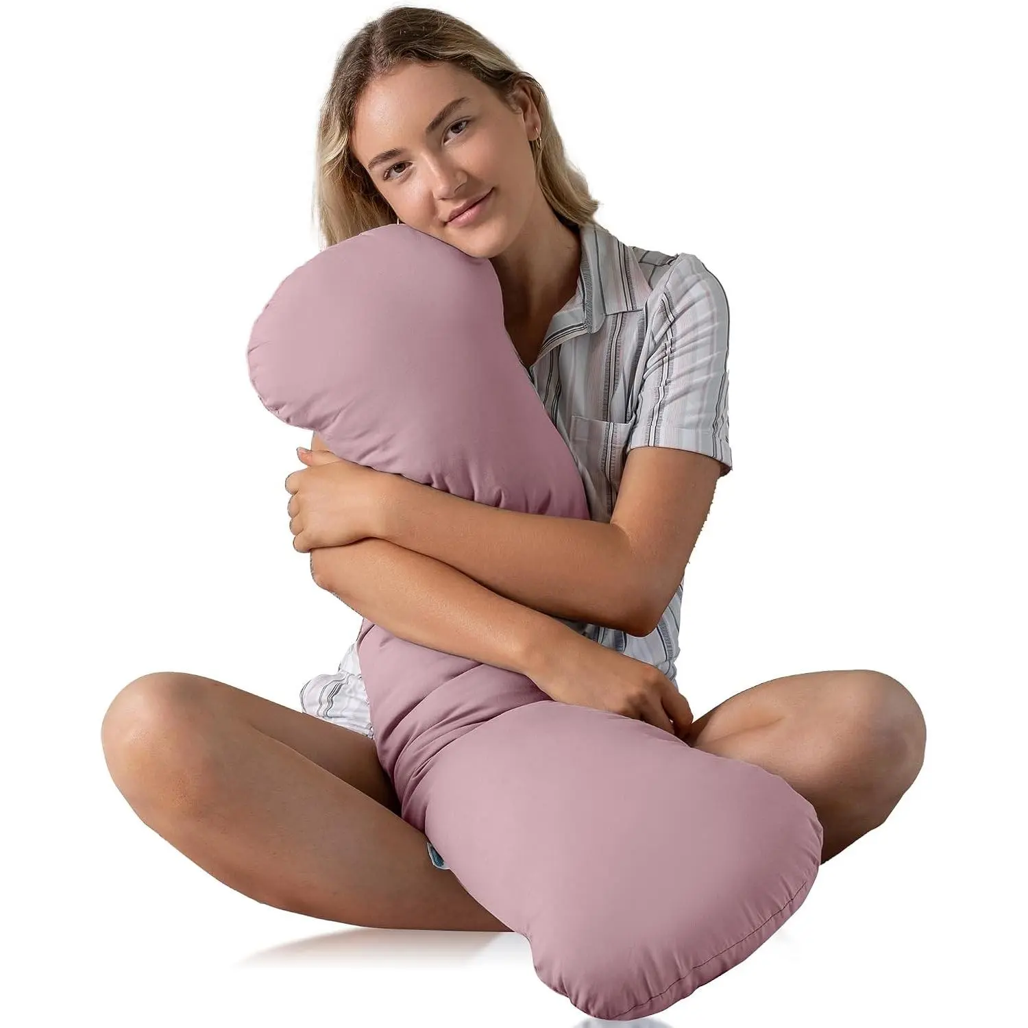 Weighted Body Pillow 6.5lbs - Weighted Pillow for Deeper Sleep (41” x 10”) - Cooling Body Pillows for Adults, Full Body Pillow for Adults, Side Sleeper Body Pillows with Cover (Blossom)