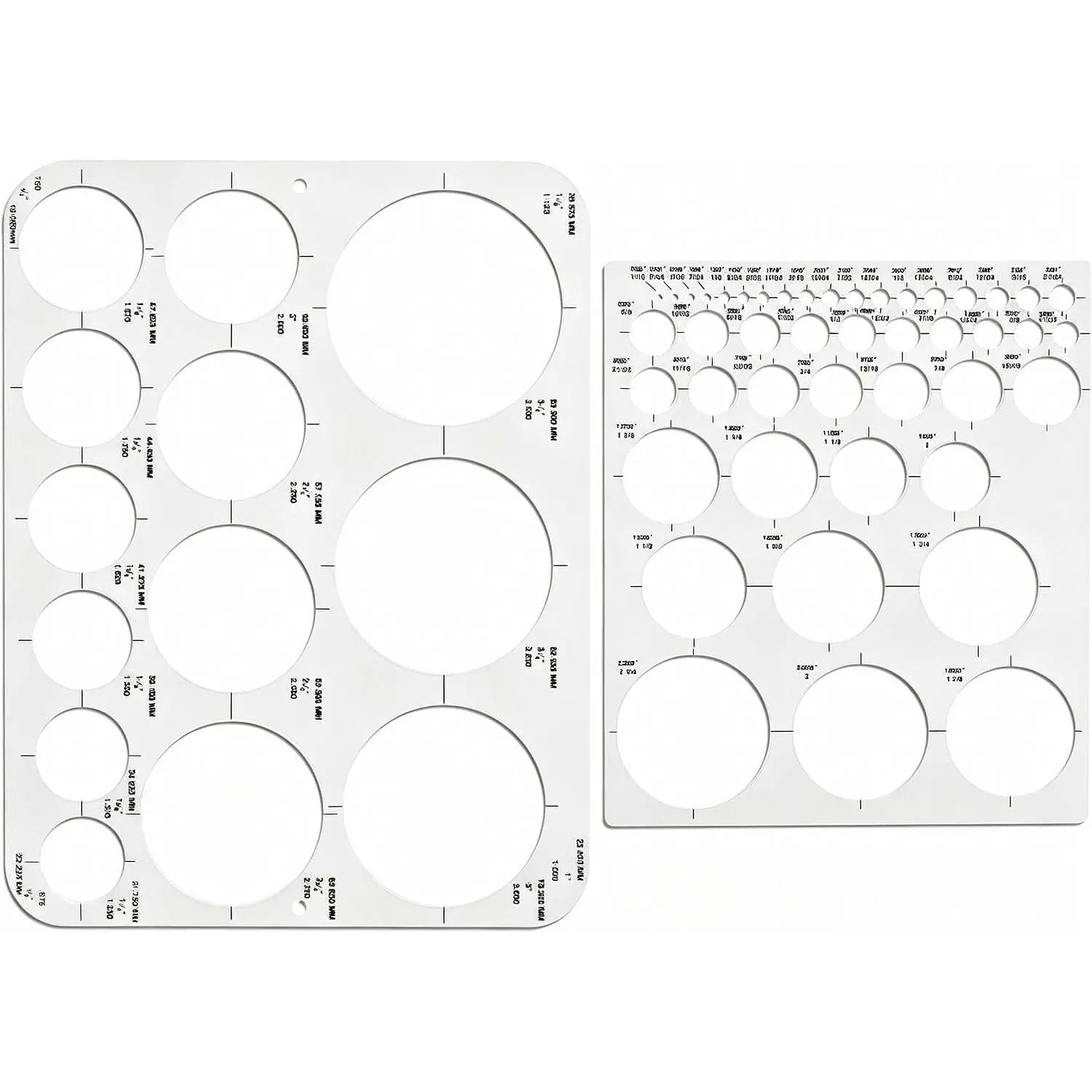 2 Pack Circle Template Stencil Round Geometric Drawings Ruler for Drafting Design Office Building Formwork Studying Large and Small Size