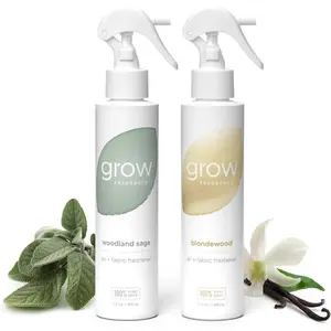 Scented Fabric and Room Air Freshener Spray - Certified Non-Toxic, 100% Plant-Based Essential Oils - 5 oz (Blondewood + Woodland Sage 2-Count)