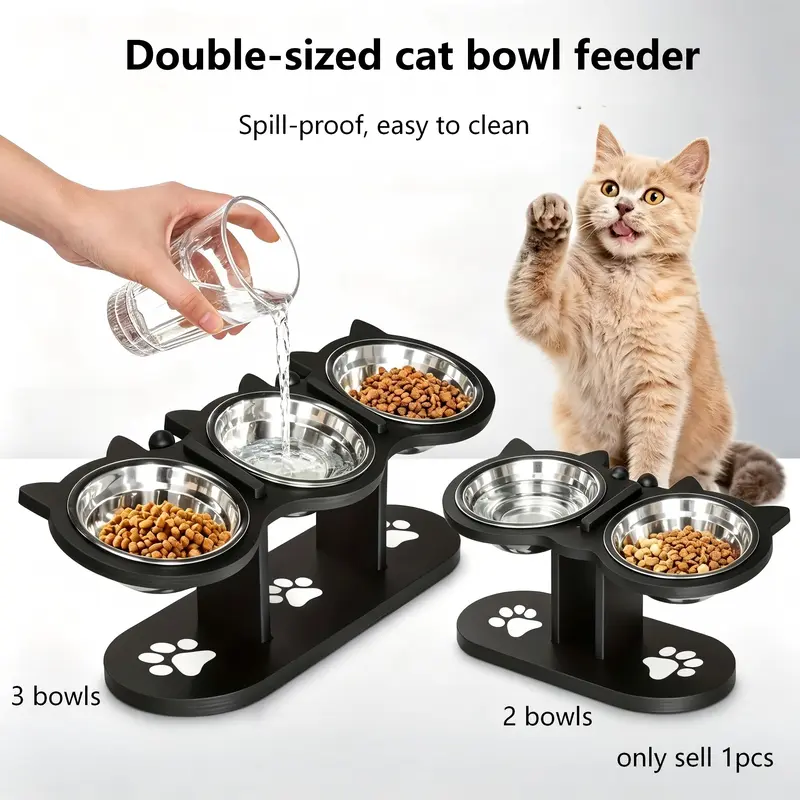 Stainless Steel Pet Bowl Set, Dual Bowls for Cats & Dogs, Automatic Water Refill Design, Durable Dog Cat Feeding Drinking Dish, Animal Feeding Supply