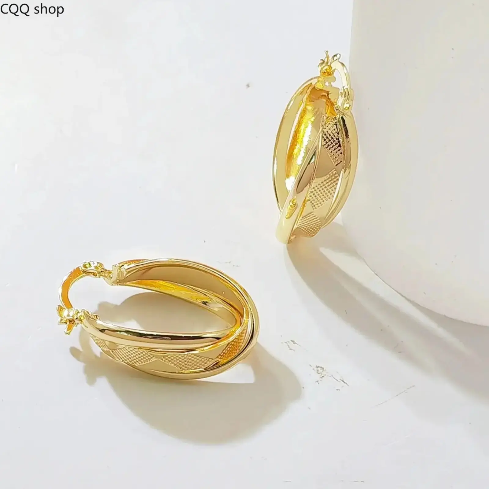 Double Layer Twisted Gold Hoop Earrings - Interlocked Huggie Hoops with Faceted Texture, Bold Statement, Lightweight Comfortable, for Daily & Party Wear (Sports & Outdoor Accessories Compatibility), Twisted Hoops