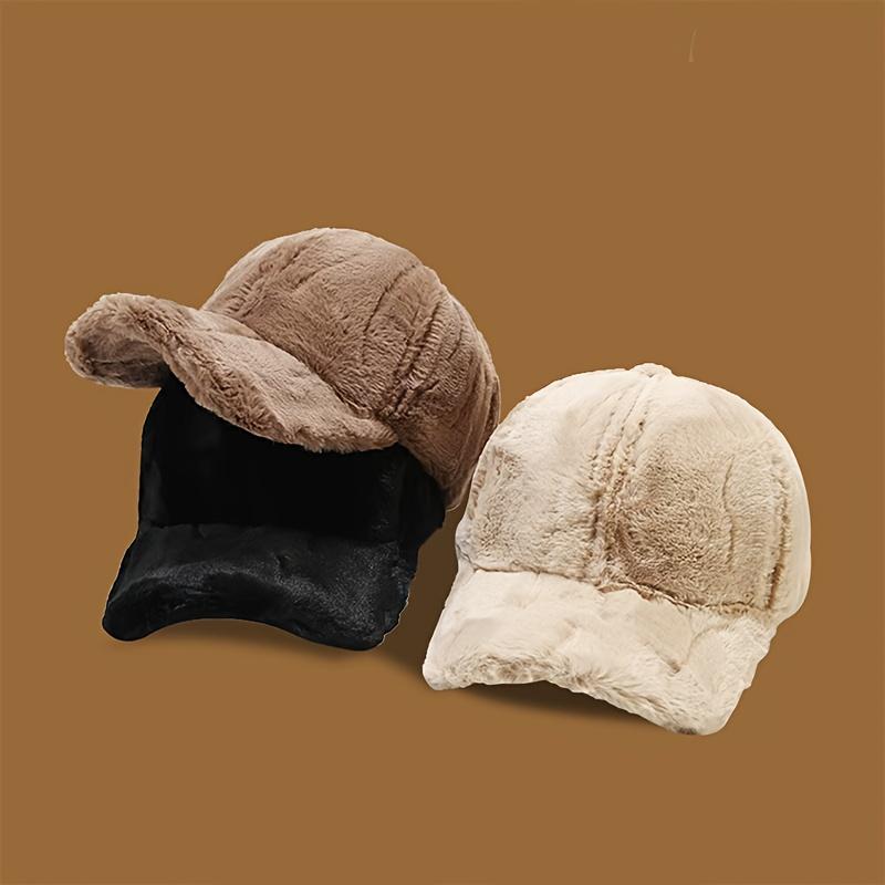 1pc Winter Warm Faux Wool Velvet Hat - Adjustable Beanie for Outdoor Sports & Christmas, Soft Solid Color Casual Cap,Winter Hat, Festive Headwear, Cozy Headgear