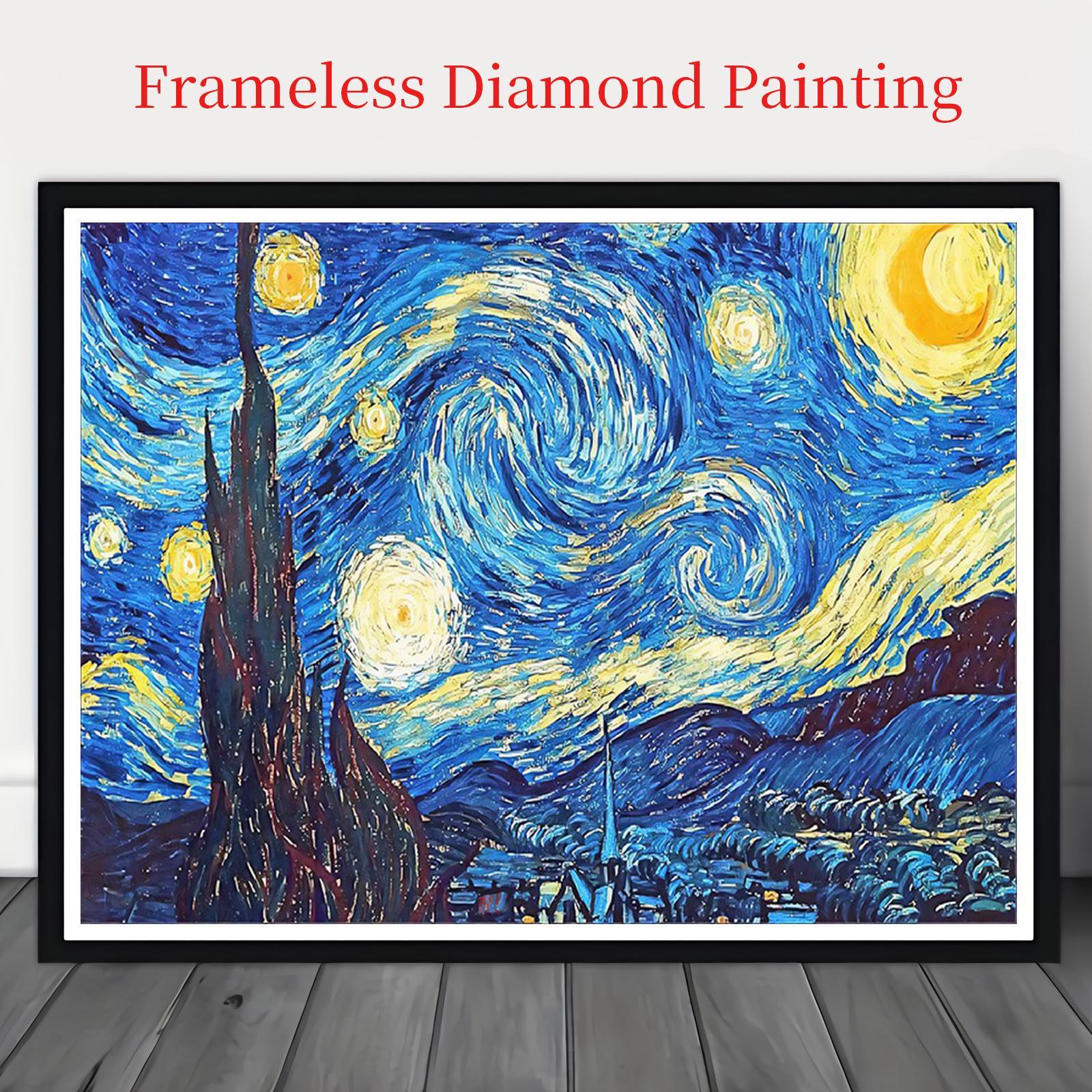 Starry Night Pattern DIY Diamond Arts Colorful Painting Kit without Frame, 1 Set DIY 5D Diamond Arts Colorful Painting Kit, Handmade Home Decor, Handcraft, Handicraft