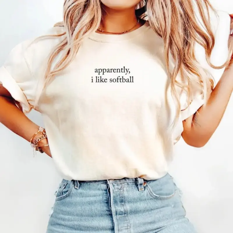 100% Cotton Apparently, I Like Softball TShirt, Softball Player T-Shirt, Softball Season Tee, Game Day T-Shirt, Sports Mom Tee