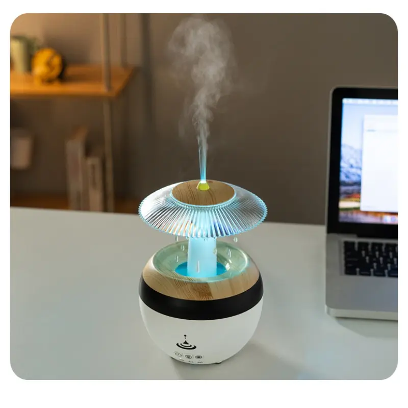 USB Plug-In Essential Oil Diffuser Aromatherapy Humidifier 450ML Cloud Raindrop Filter with Music, Colorful LED Lights, Timer & Auto Shut-Off