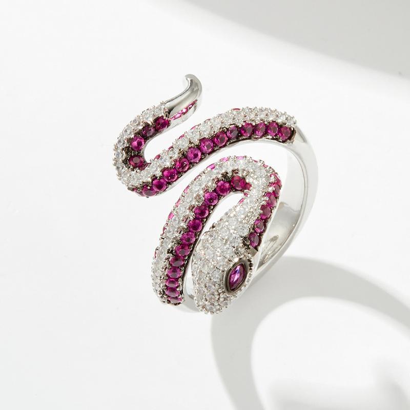 Wrapped Snake-Shaped Ring Full of Diamonds Paired with Other Gemstones Suitable for Both Men and Women to Wear