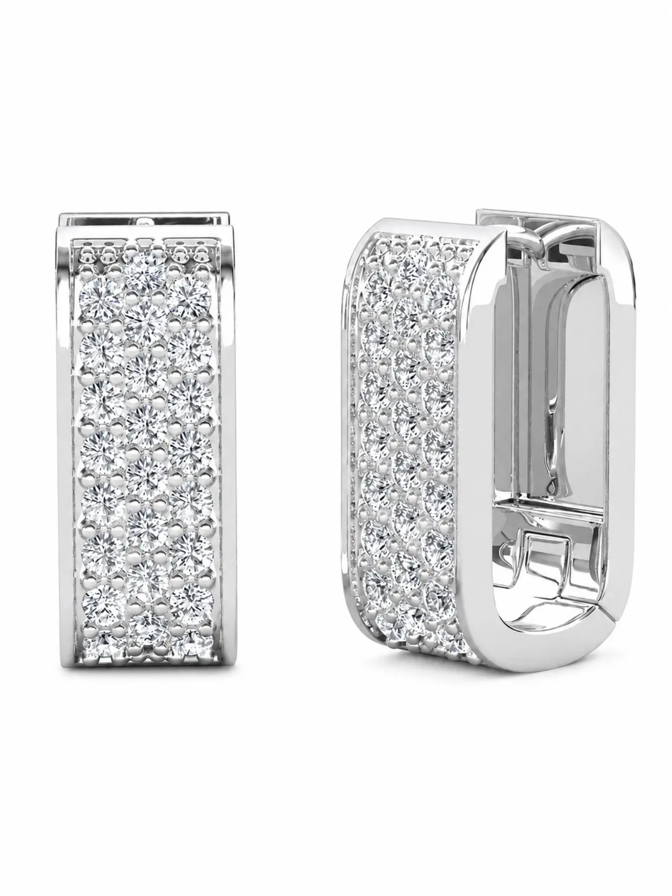 Daisini Women's Brass Gold Plated Swarovski Crystal Earrings, Rectangular Full Drill Ear Cuff, Elegant Floral Pattern, All Seasons Jewelry Gift