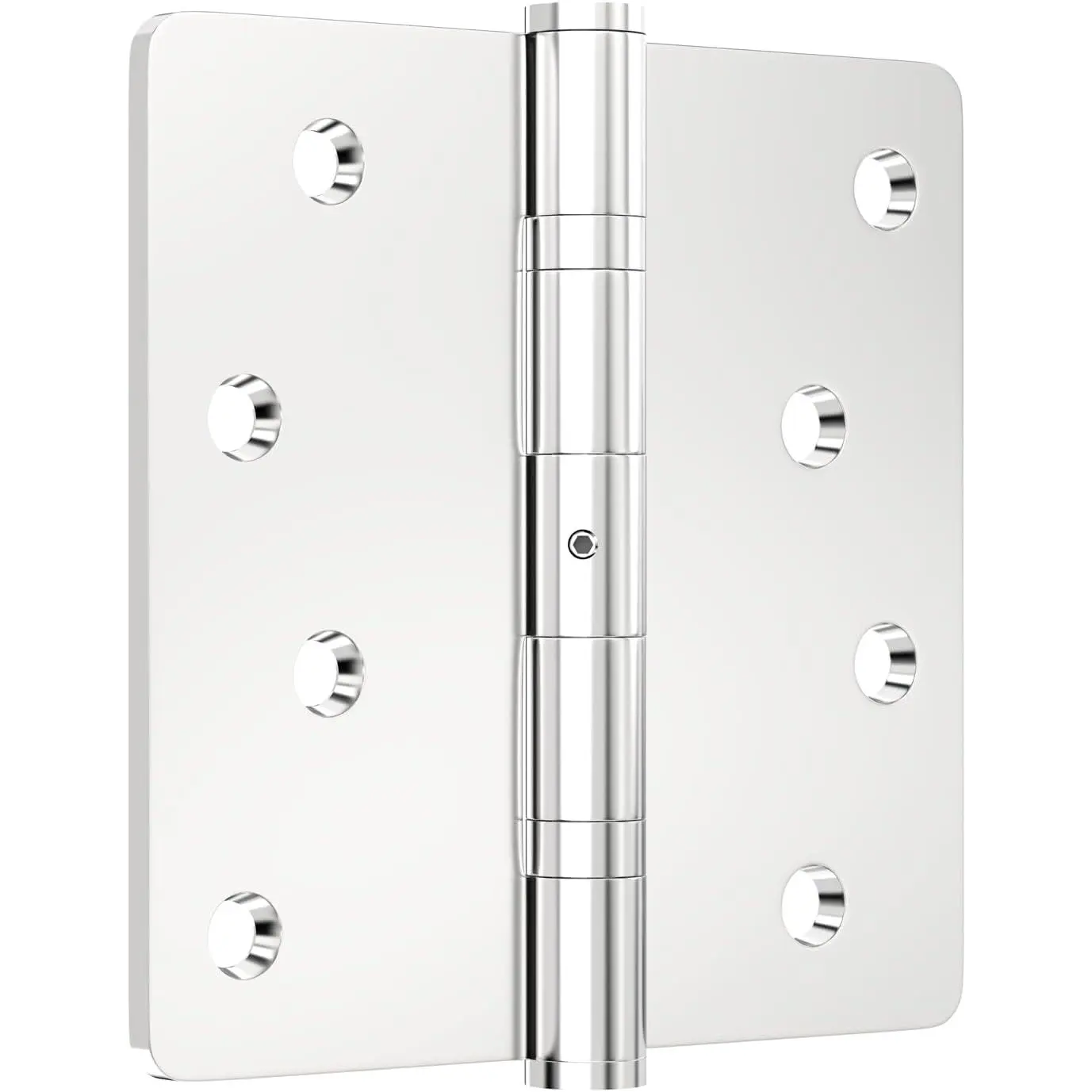 3 Pack Ball Bearing NRP Door Hinges, Heavy Duty Stainless Steel Hinges, 4 x 4 Inches Exterior Door Hinges, 1/4'' Corners, Smooth and Quiet, Non Removable Pin, Brushed Nickel