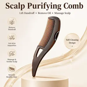 Self-Cleaning Dandruff Comb, Hollow Teeth Scalp Massager, Press-Type Design, Removes Dandruff and Oil, Unisex Travel Hair Tool