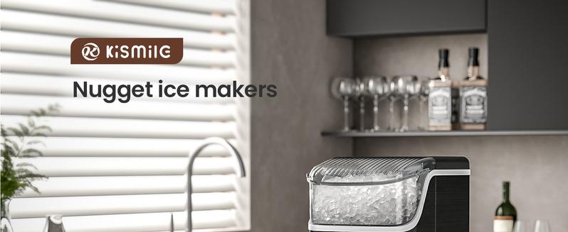 Kismile Nugget Ice Makers Countertop,Portable Ice Maker Machine with Crushed Ice, 35lbs/Day,One-Click Operation,Self-Cleaning Countertop Ice Machine Icemachine Icemaker ice maker machine small kitchen gadgets