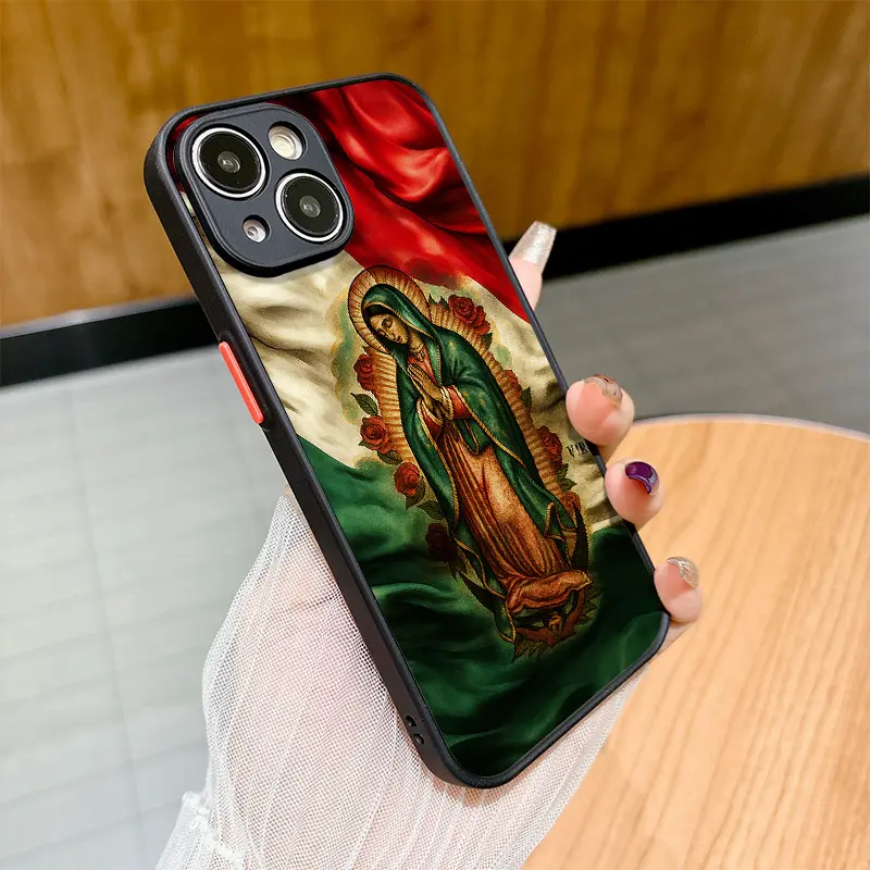 Sacred Virgin of Guadalupe in Prayer Matte texture semi-transparent drop-proof and scratch-resistant protective case suitable for iPhone 17 Pro Max 17 17 Air 16 Pro 15 Plus 14 13 12 11 XS Max X/XS An excellent gift choice, Religious Phone Case, Smartphone