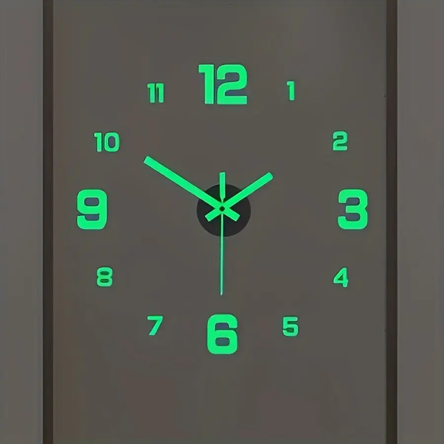 Modern Silent Night Glow Digital Wall Clock, Self-Stick Acrylic Mirror Design, Battery Powered, Living Room and Study Decor, Silent Digital Clocks