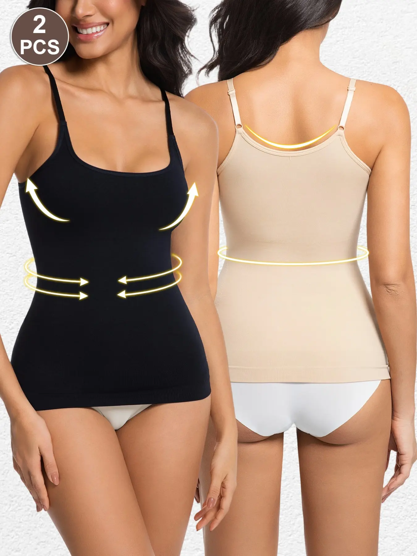Women's Seamless Square Neck Shapewear Tank Top, Tummy Control Compression Camisole, Slimming Body Shaper, Smooth Trimmer Vest