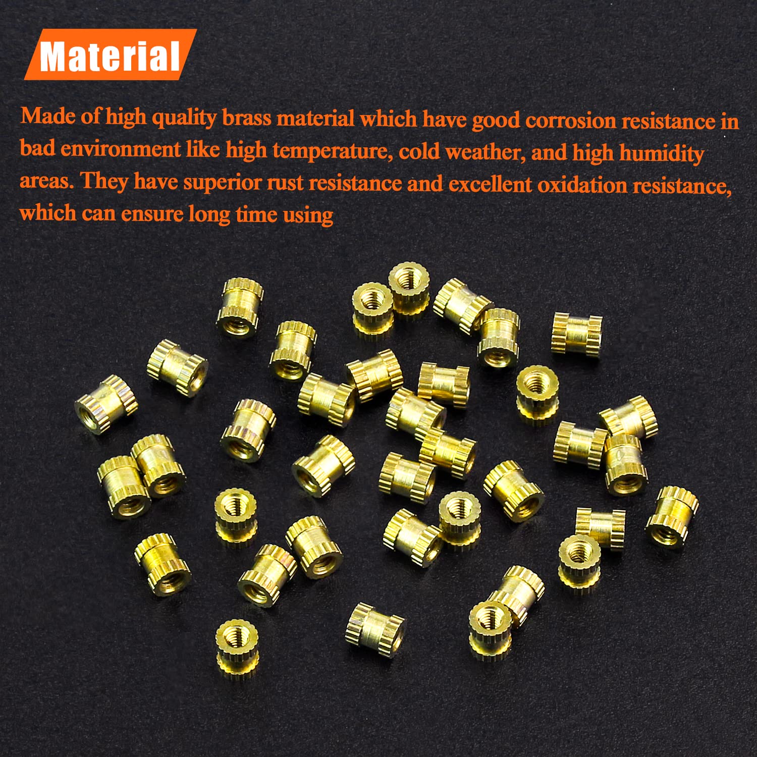 100 count Brass Nut Inserts, Knurled Threaded Inserts, Embed , Embedment Nuts, Female Thread Brass Nuts for  Printing Injection Molding Projects (M2x4x3.5mm)
