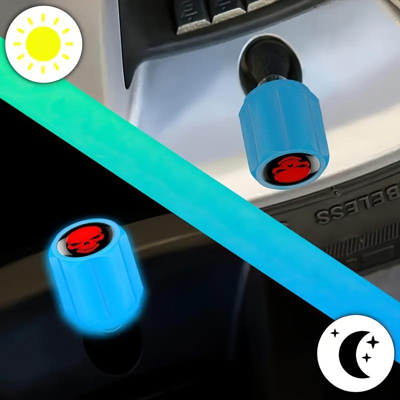 [Glow in the Dark Tire Covers] 8-Pack Glow in the Dark Skull Tire Valve Caps, Universal Fit Luminous Car Wheel Air Covers for SUV, Bicycle, Truck, Motorcycle - Plastic Material