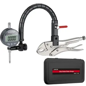 XUNTOP 0-1/0.0005" Digital Disc and Rotor/Ball Joint Gauge Runout Gauge Digital Indicator with 13.77" Flexible Arm and 7" Locking Plier Disc Brake Rotor Gauge Set for Automotive Mechanical Industrial