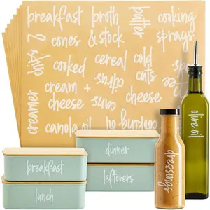 Labels for Storage Bins - 158 Count, White Script Vinyl - Removable  Labels for  Containers & Pantry,  & Freezer Organization