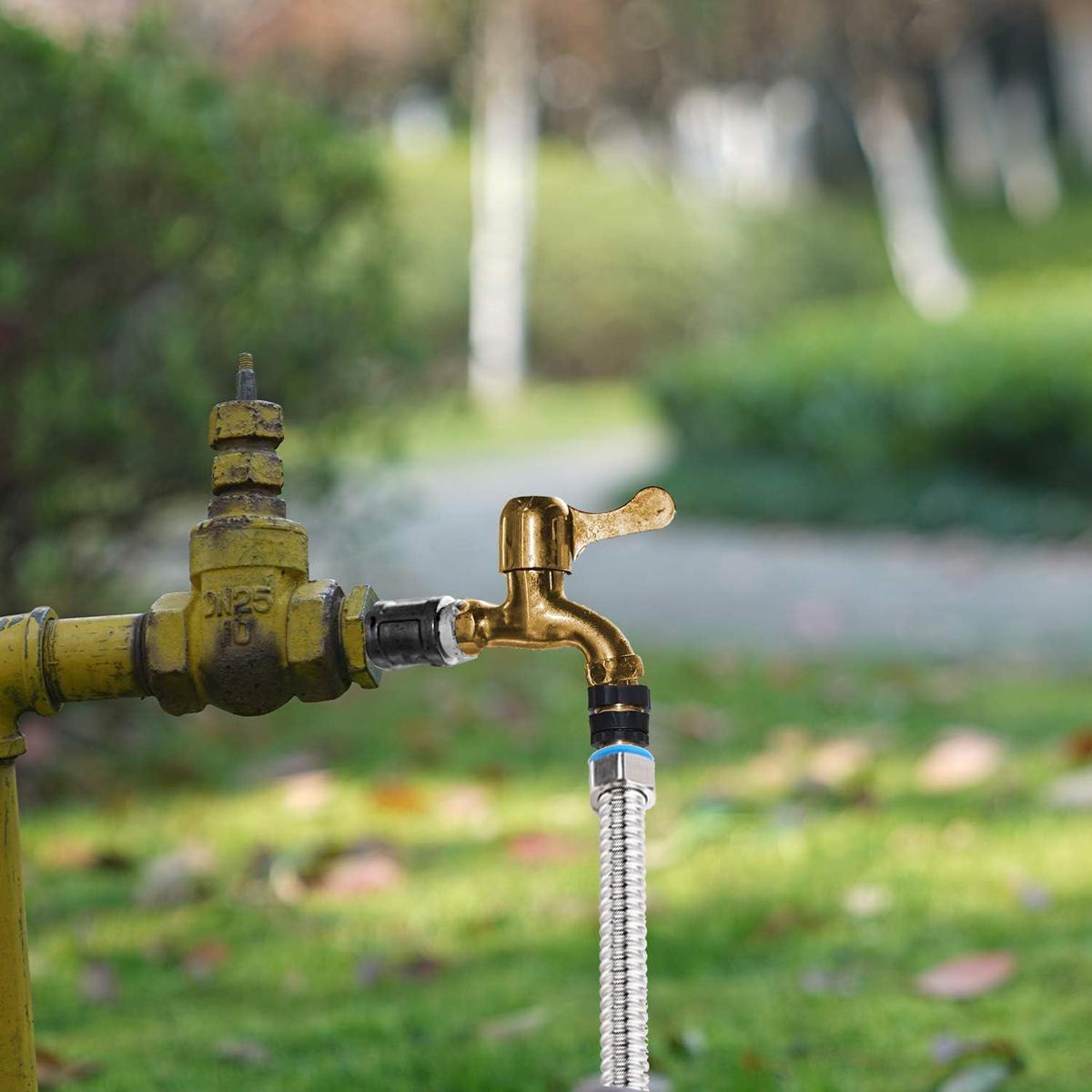 Garden Hose Quick Connector, 3/4 Inch Male and Female Garden Hose Fitting Quick Connector Rubber Washers Leak Proof Durable Aluminum, 6 Set