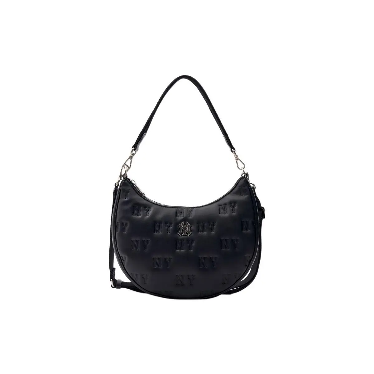 MLB New York Yankees Vintage-Print Faux Leather Crossbody Bag for Women, Black