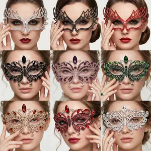 Luxurious Alloy Diamond-Studded Half-Face Mask for Halloween Party, Birthday Masquerade, Bridal High-End Mask