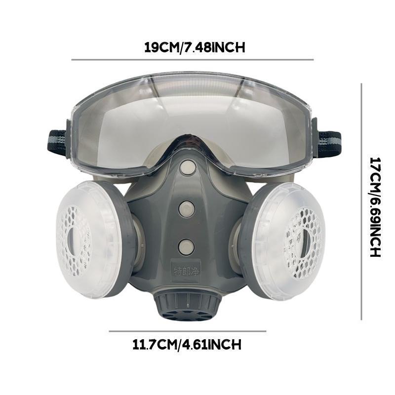 Dust-proof Integrated Respirator Mask, Reusable Half Mask with Goggles, Anti-dust Mask for Spray Painting & Woodworking Projects