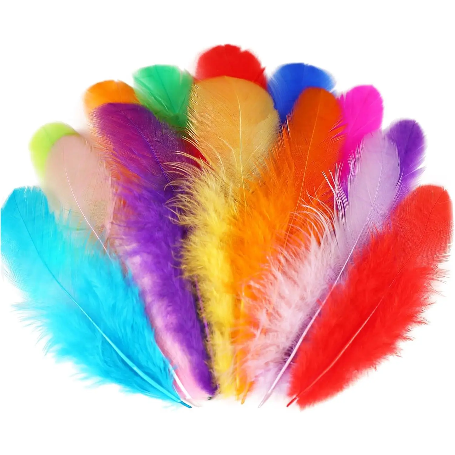Soarer Colorful Craft Rooster Feathers - 300pcs 3-5inch Colored Feathers Bulk for DIY Crafts,Wedding Home Party Decorations,Dream Catcher Supplies(Rooster Colorful)