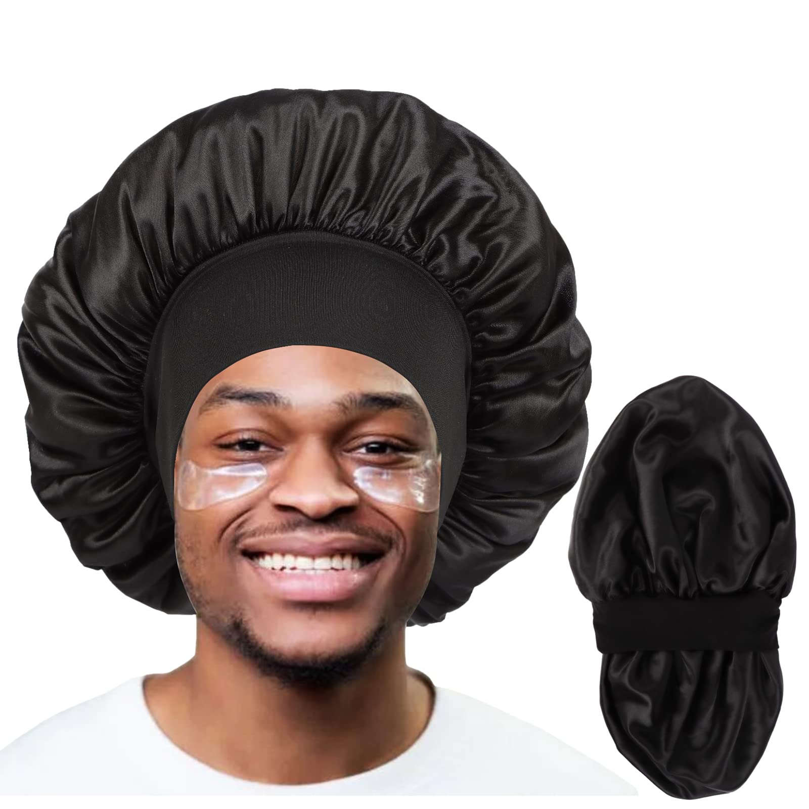 Luxurious Double Layer Satin Bonnet for Men and Women  Ultimate Sleep Cap for Curly Hair, Braids, and Hair Protection - Reversible Design