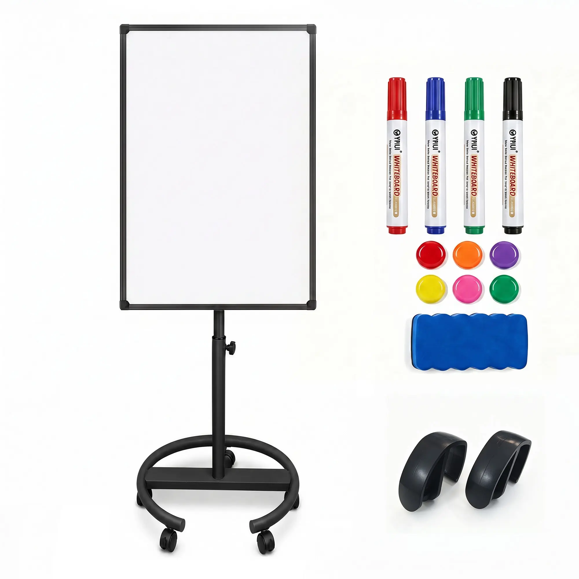 Rolling Whiteboard with Hooks, 36 x 24 in Dry Erase Board
