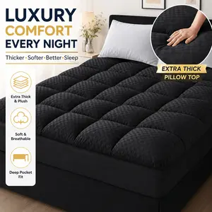 900GSM Extra Thick Quilted Mattress Protector, Ultra Soft Fitted Sheet Style, Machine Washable Deep Pocket Cover for Cushioning & Comfort, Fits Twin/Full/Queen/King Sizes, Random Solid Color