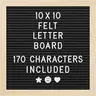 Felt Letter Board - 10x10", Black - 170 Letters, Numbers & Emojis for Celebrations & Announcements - Customizable Message Letterboard w/Wooden Frame for Decor & Office Use - by