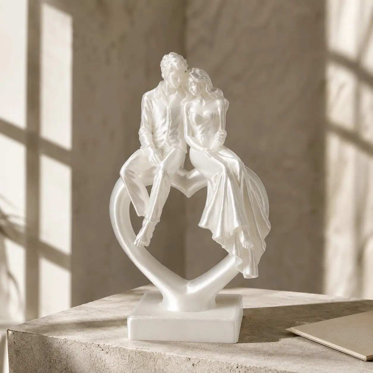 Romantic Couple Heart Decor Statue, Decor Figurine, Perfect for Living Room, Bedroom, Wedding, Anniversary, Valentine's Day Gift