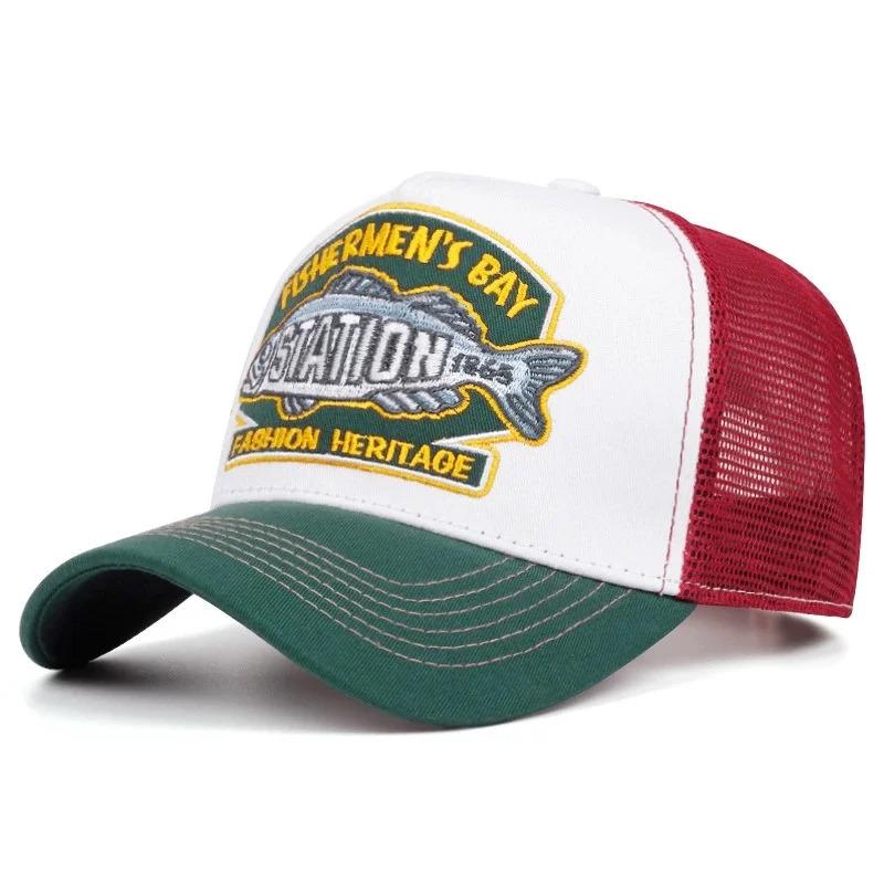 Hot Sale Unisex Summer Fishing Cap Breathable Mesh Trucker Hat Men Women Big Fish Fisherman Sports Snapback Hat Outdoor Cap