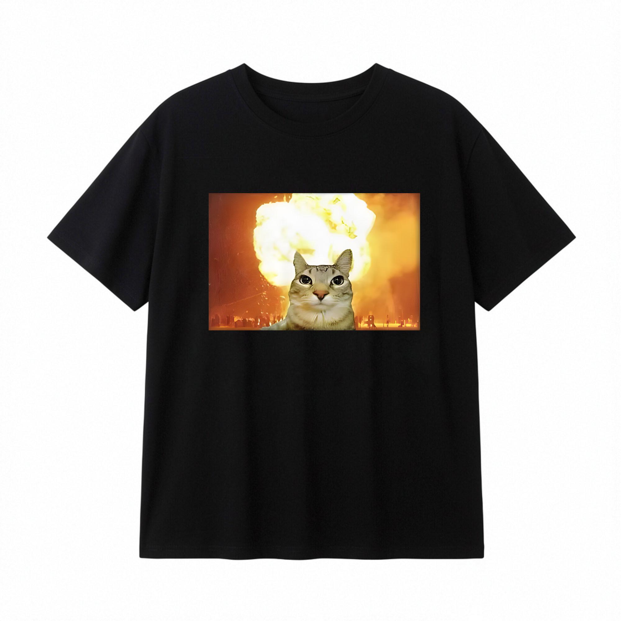 Funny Animal Vintage Graphic Tee, Cats and Explosions T-Shirt, Animal Shirt, Unisex Meme Cringe Funny Shirt, Menswear Womenswear Streetwear Cotton Comfort