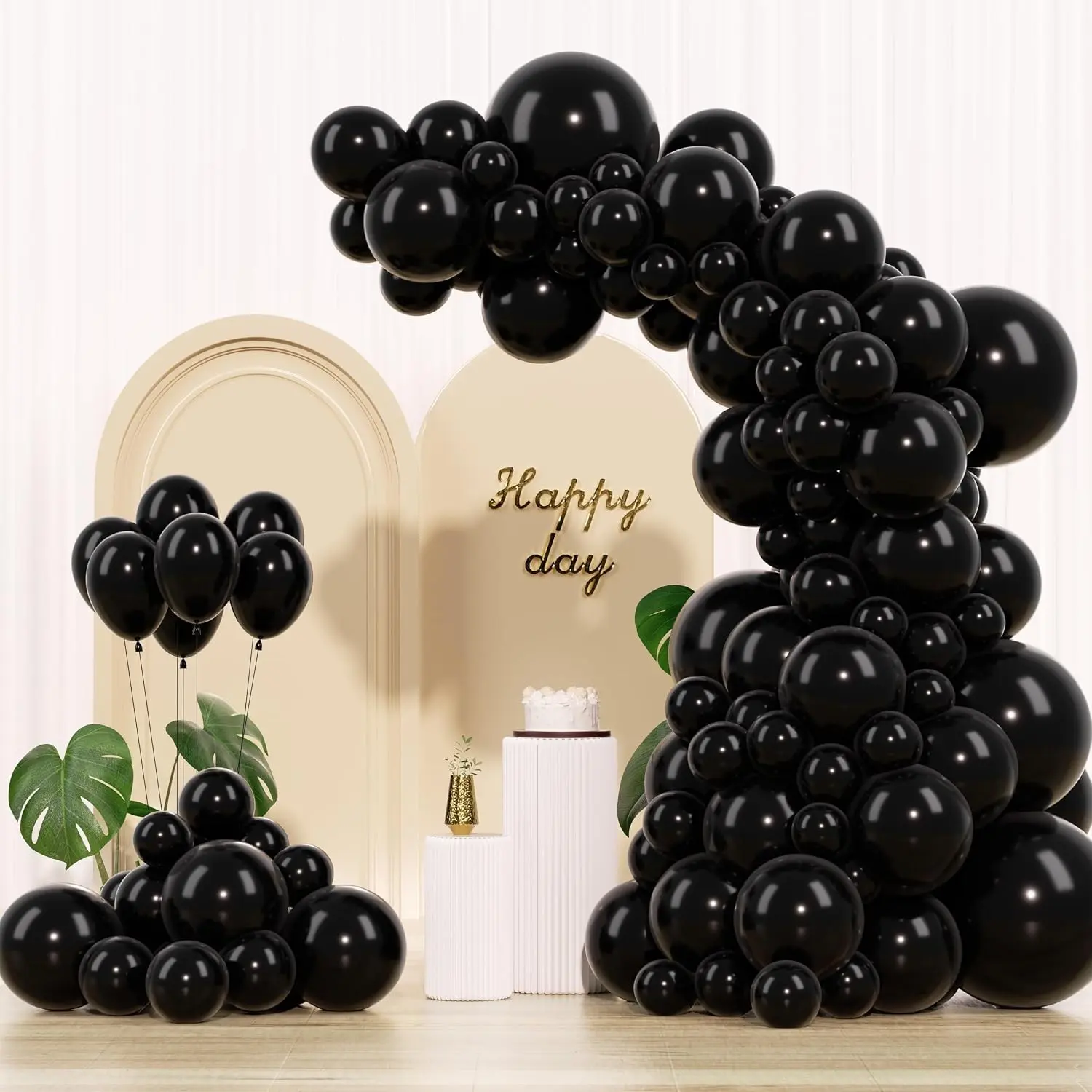 Black Balloons 145pcs Different Sizes 5in 10in 12in 18in Shiny Metallic Black Latex Balloon Arch Kit Garland for Graduation Halloween Baby Shower Birthday Party DecorationGift