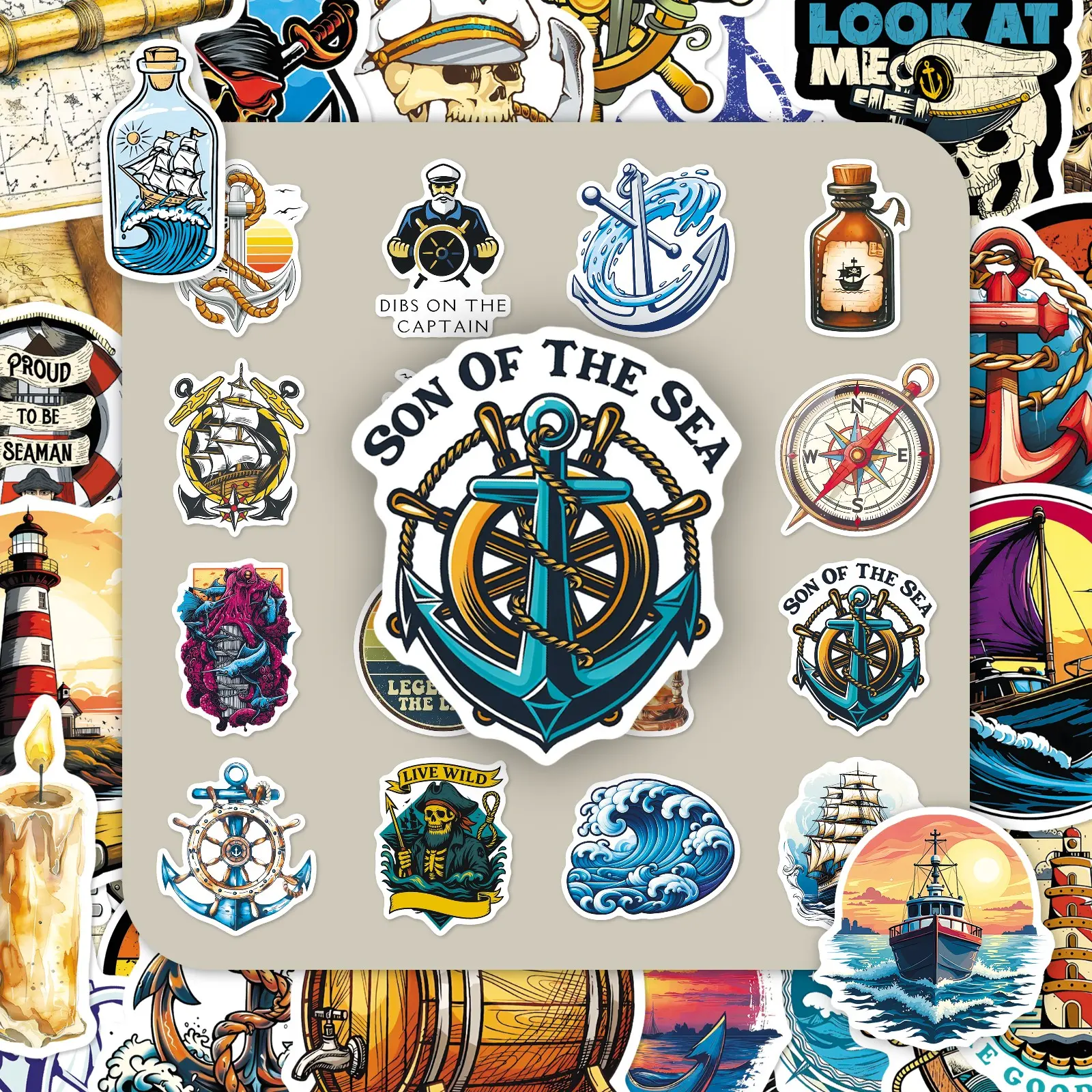 50 Sheets Age of Sail Vintage Pirate Ship Cool Personalized Creative Decorative DIY Hand Account Phone Case Diary Stickers