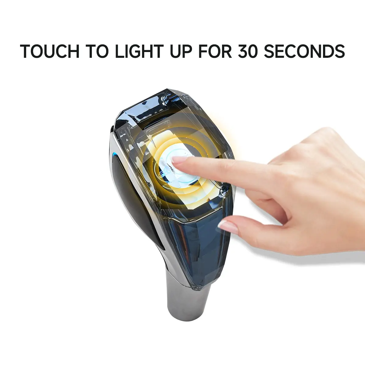 RGB Dynamic Color Crystal Car Shift Knob Touch Activated, Transparent LED Gear Handle with Car Logo Projection, USB Charging Fit Automatic Transmission Gear Lever