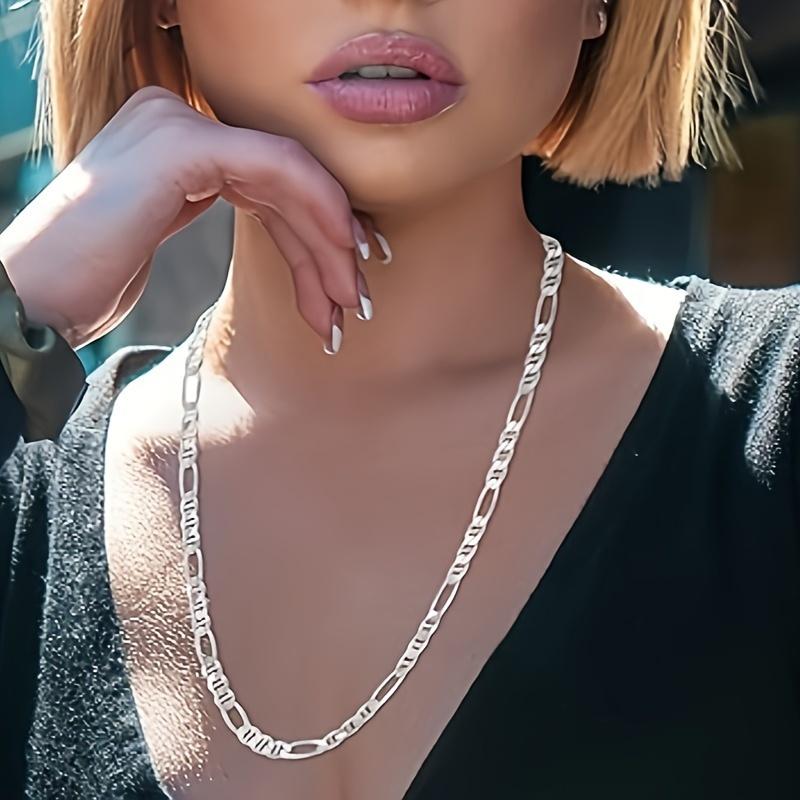Hypoallergenic 925 Sterling Silver Figaro Necklace - Lead-Free, Nickel-Free, Mirror Polish - Italian Craft, Simple, Perfect for Valentine's Day, Graduation, and Anniversary Gifts