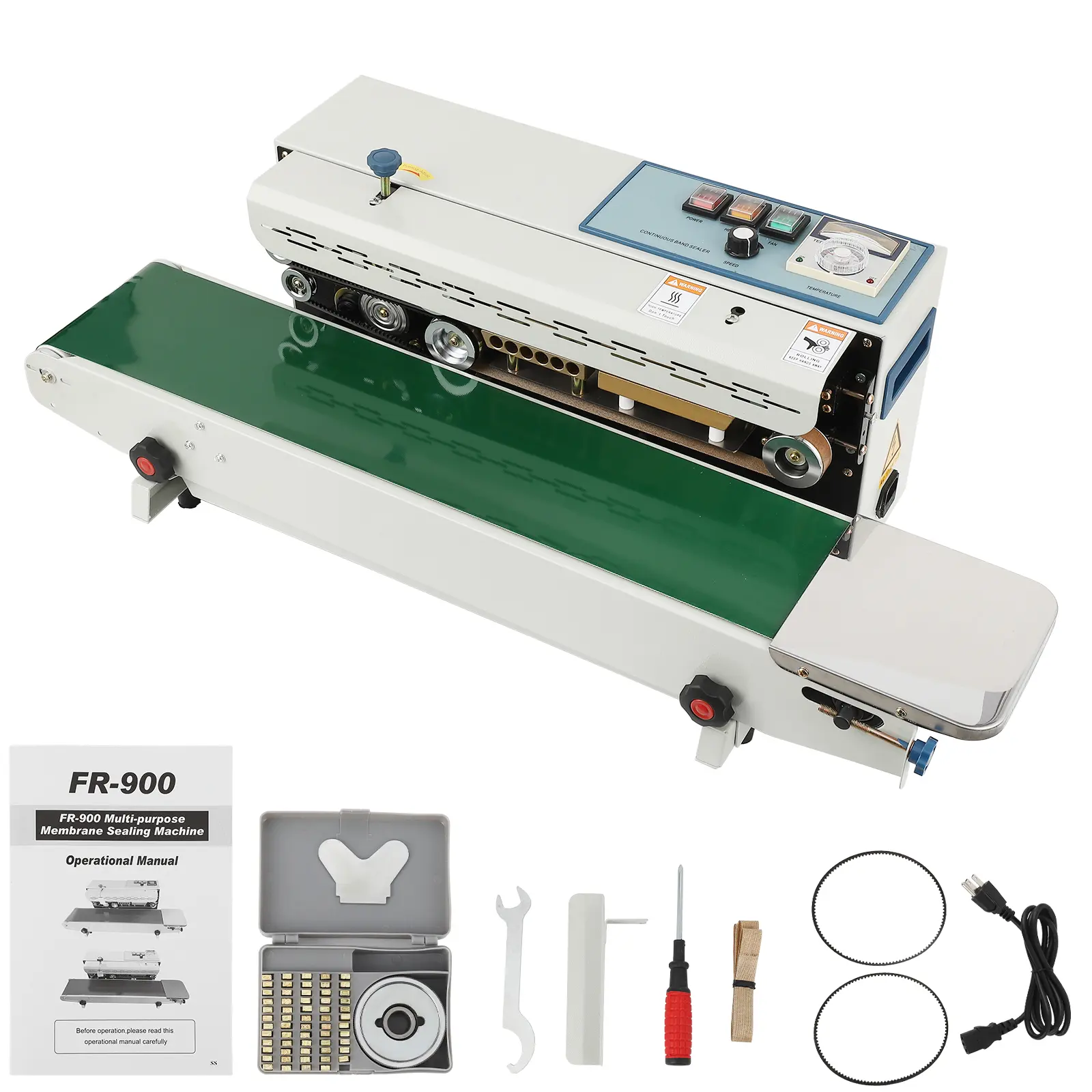 Garvee Horizontal Automatic Continuous Band Sealing Machine, Commercial Digital Temperature Control Bag Sealer, Suitable for PP Aluminum Foil PVC Plastic Bags, 110V Food Packaging Equipment for Kitchen Factory Packing