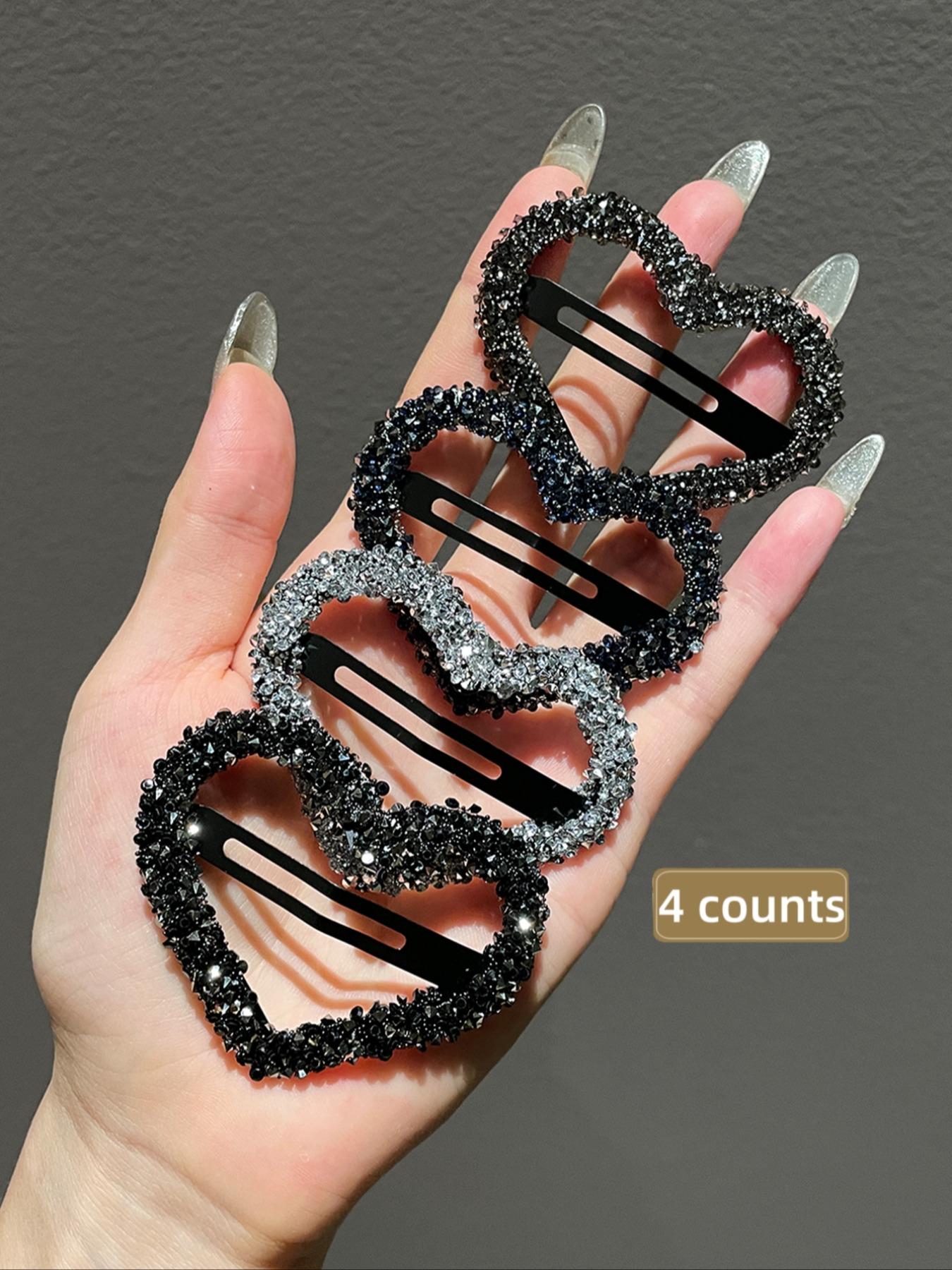 Rhinestone Heart Decor Hair Clips, Cute Glittering Hair Accessories for Women & Girls, Trendy All-match & Exquisite Hair Clips for Daily Use, Valentine's Day, Gift