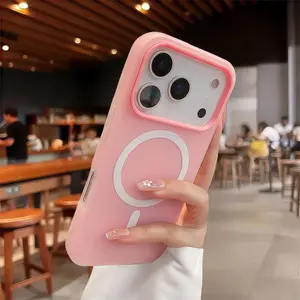 Colorful 2-in-1 Magnetic Phone Case for iPhone 17 Pro Max Air 16 15 14 13 12 11 Pro Max plus Soft TPU Casing Lens Protection Shockproof Cover Protective Smartphone White