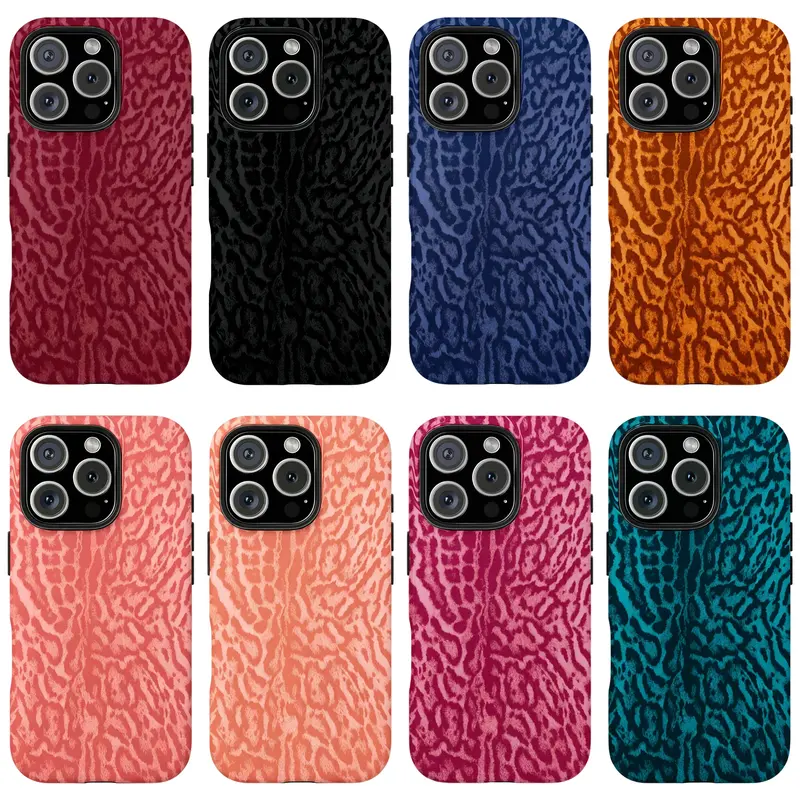 Magnetic Leopard Print Tough Cellphone Case - 8 Styles, Cute Shockproof Casing, Stylish Protective Hard Cover for iPhone 17-12 Pro Max Air, Samsung Galaxy S26-S21, Girl's Handheld Device Accessories