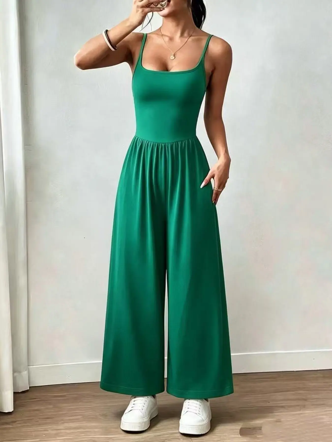 Solid Color Fashion Casual Tank Top Romper, Comfortable and Stylish One-Piece, Perfect for Daily Wear and Relaxing Moments