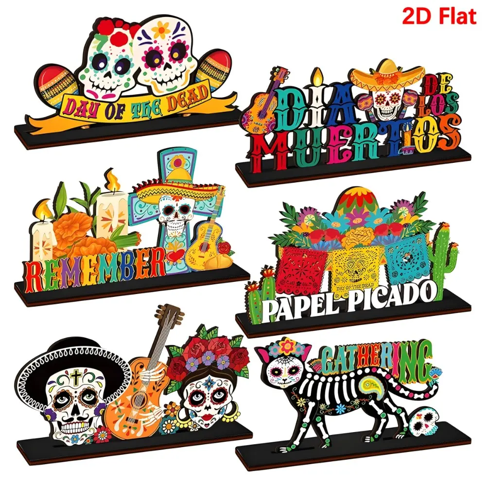 Day of the Dead Table Centerpiece, Wooden Altar Decoration, Sugar Skull Decor, Mexican Desktop Removable Sign, Halloween Festival Ornament