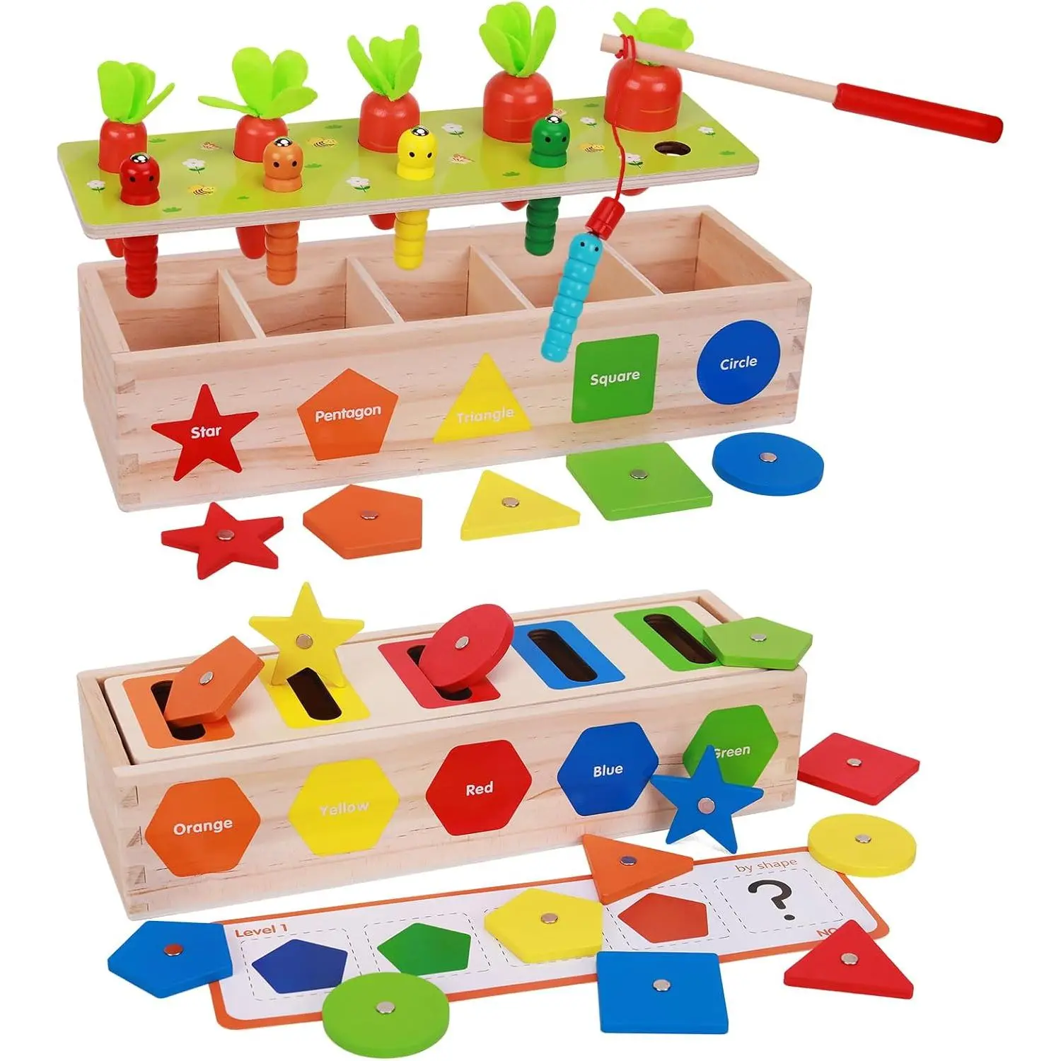Montessori for Toddlers, Magnetic Color Shape Sorting Matching Box, Early Learning Toys, Wooden Educational Toy, Fine Motor Skills Toys for Boys Girls