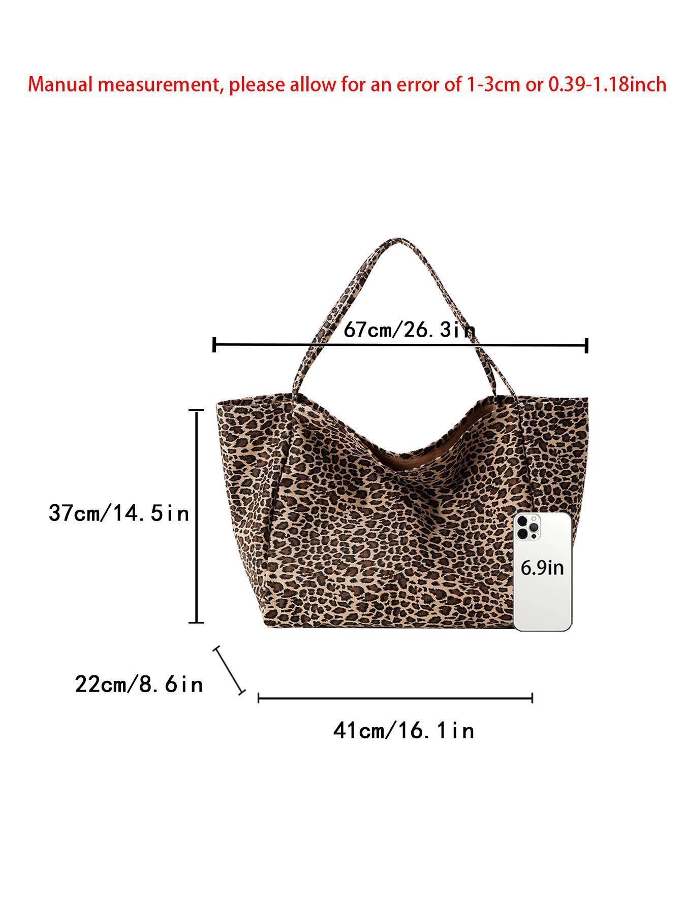 Women's Fashion Leopard Pattern Tote Bag, Large Capacity Shoulder Bag for Daily Used, Casual Trendy Versatile High-quality Daily Commuting Bag, Girl Fashionable Shopping Bag