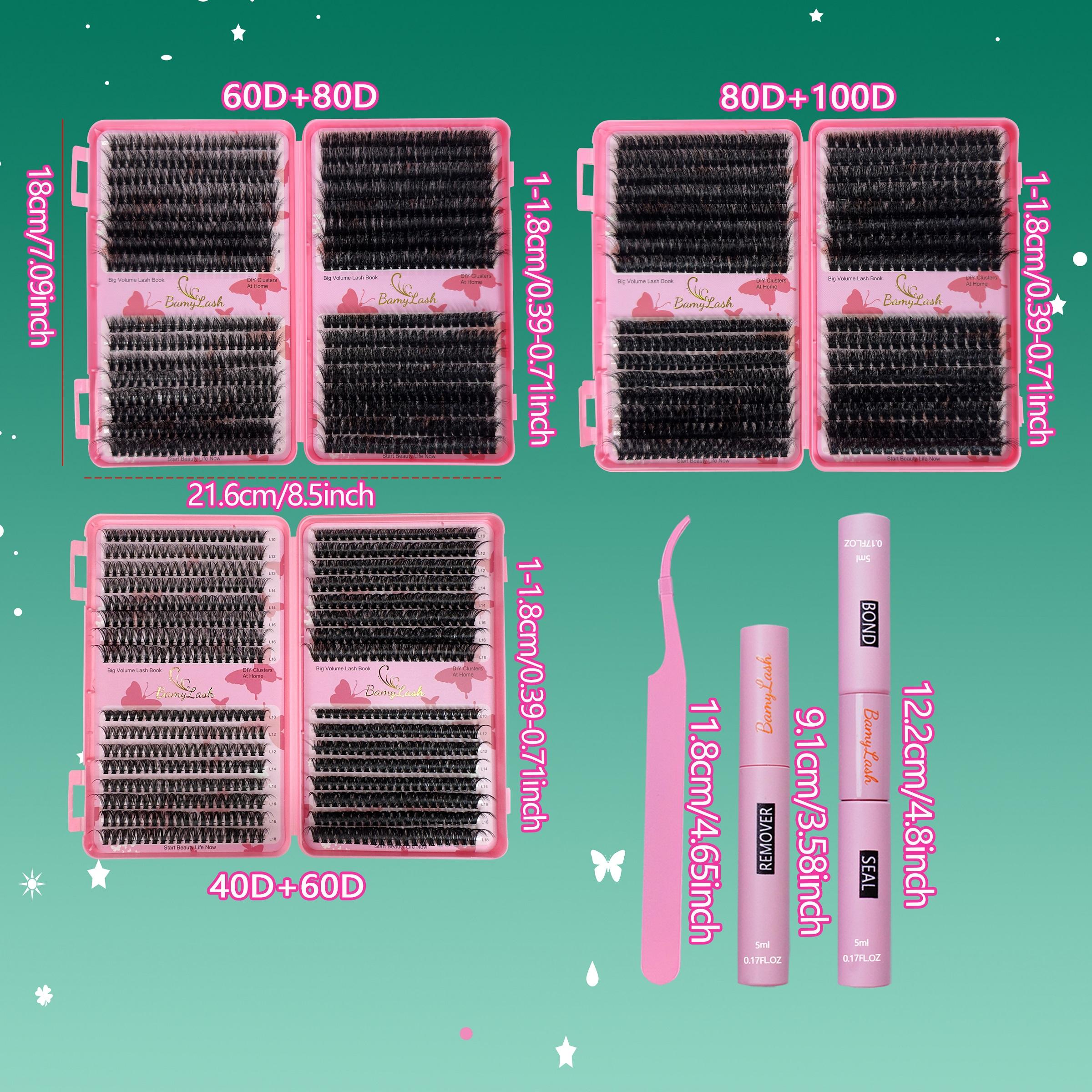 476-1856 Pcs Cluster Eyelash Kit Set, Mixed Length and style D Curl 3D Lashes, Synthetic Fiber, Includes Glue Remover Tweezer, Home Lash designer Lash Kit Lash Extension,Ideal for Beginners & Daily Makeup Use