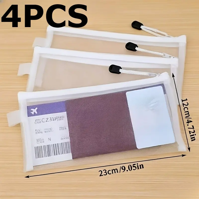 4/8Pcs Travel Document Protector Sleeves, Wear-resistant Nylon A4 Large Capacity File Wallet, Airport Passport Card Holder for Boarding Pass, ID & Bank Cards, Portable Archive Storage Pouch for Overseas Trips & Home Important Paperwork