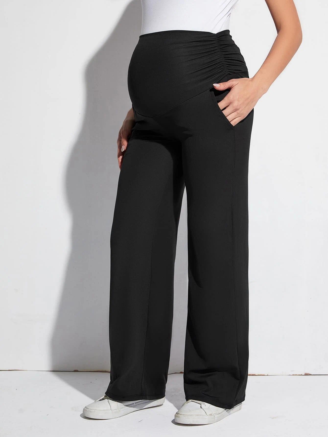 Black Slim-Fit Maternity Yoga Pants, Summer Casual, Stretchy and Versatile Sports Maternity Yoga Pants